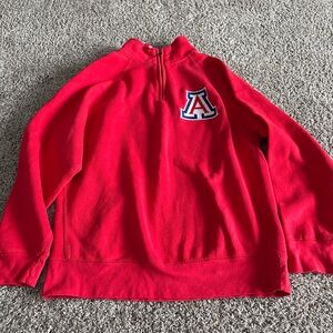 Red Quarter-Zip Sweatshirt with Logo